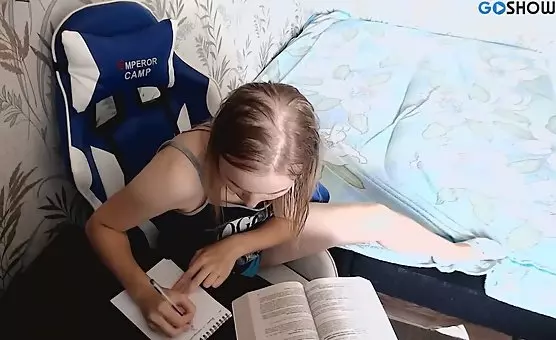 Naughty nerdy gal learns nipples, teases horny dude